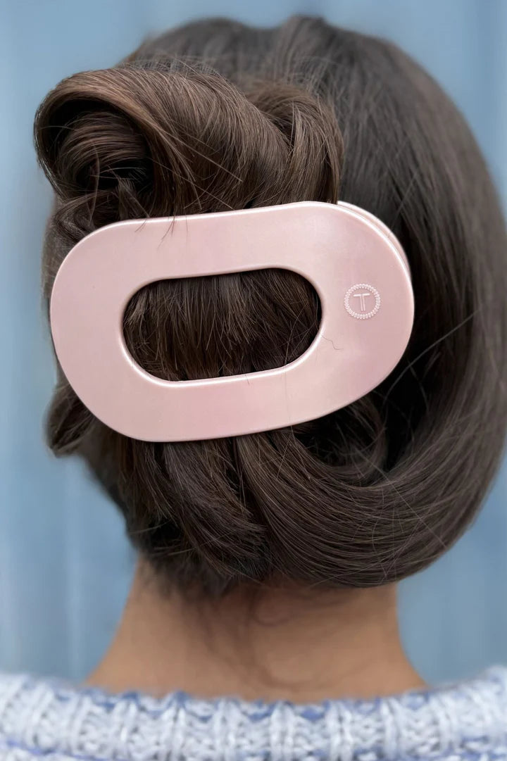 Teleties Pearly Pink Large Flat Round Hair Clip