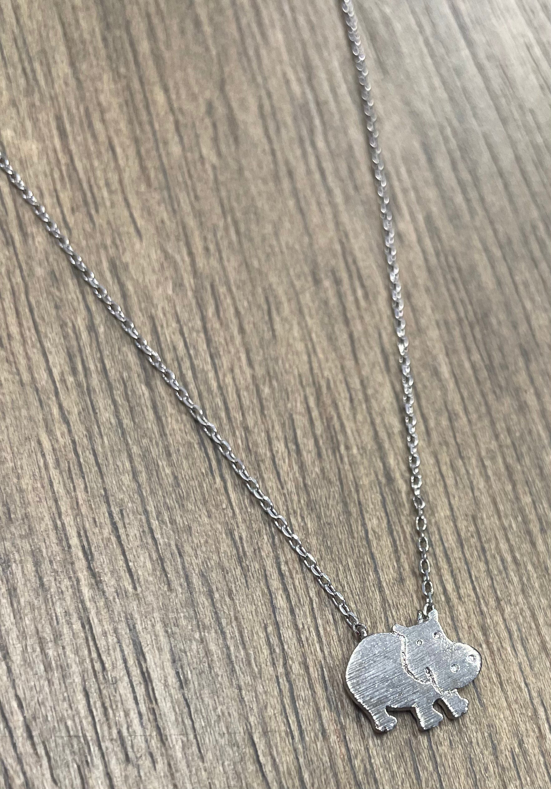 Dainty Hippo Necklace