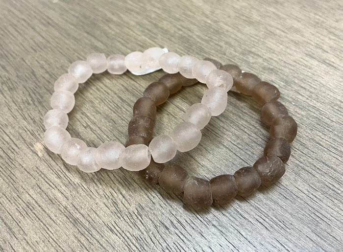 Sea Glass Bead Bracelet Pink