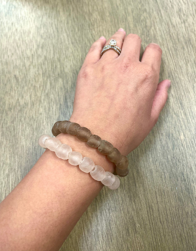 Sea Glass Bead Bracelet Pink